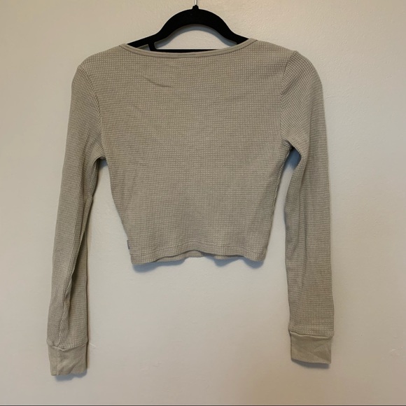 ARITZIA TNA Gd Dry Basil Green Thermal Scoopneck Long-sleeve - Picture 6 of 7